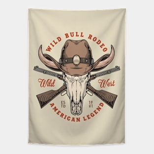 wild west american skull Tapestry