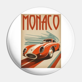 Monaco Supercar Vintage Travel Art Poster Pin