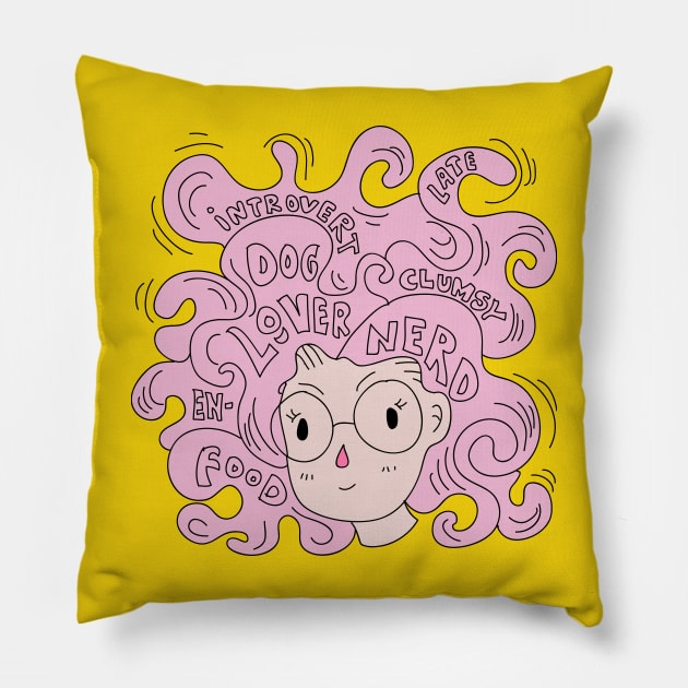 Curly Pink Hair Pillow by meilyanadl