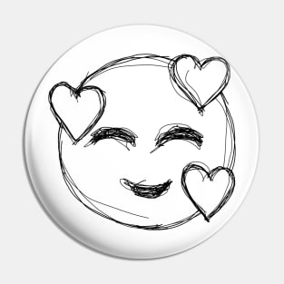 Dark and Gritty Face with Hearts Emoji Pin