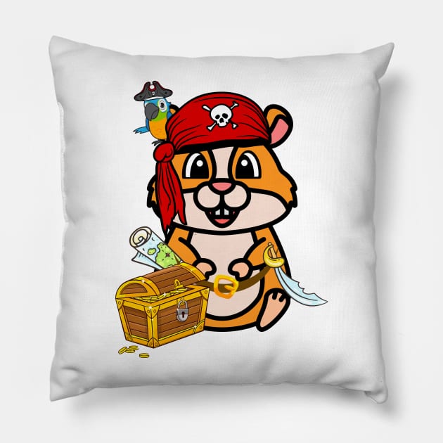 Cute orange hamster is a pirate Pillow by Pet Station