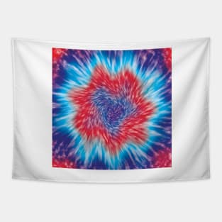 Blue, red and white circular tie dye effect Tapestry