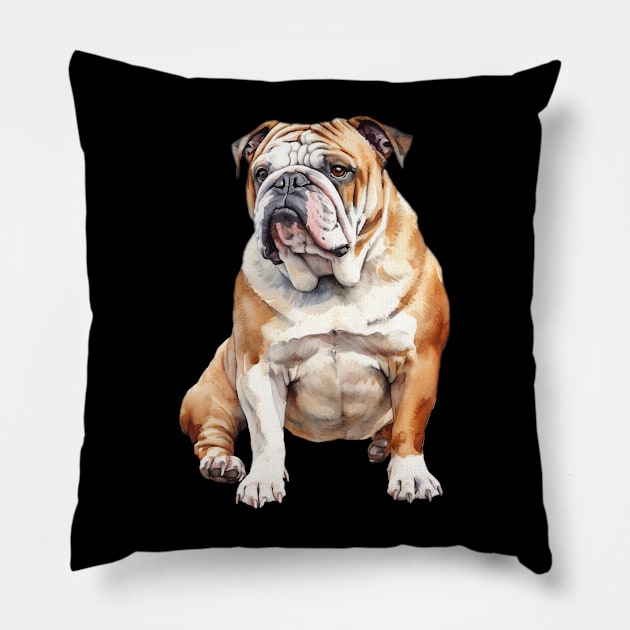 Bulldog Pillow by DavidBriotArt