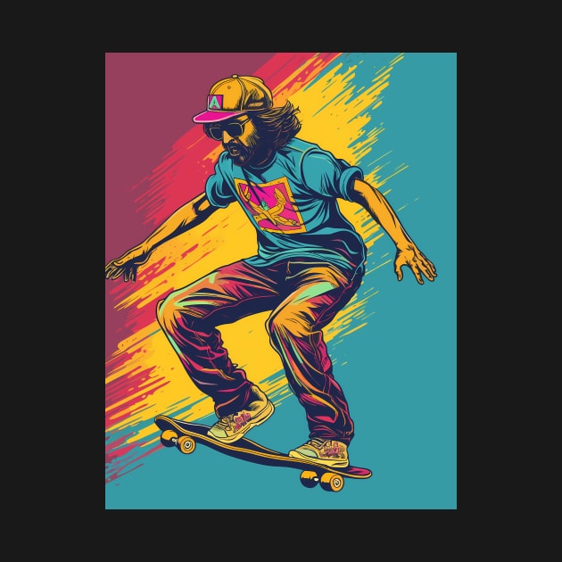 Retro Skateboarder by Hollywood Tees