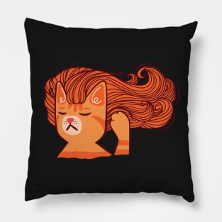 Ginger Cat with  Long Hair Pillow