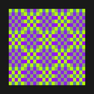 Colorful check pattern in purple, green and blue has a geometric hipster vibe. T-Shirt