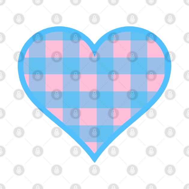 Pink and Blue Buffalo Plaid Heart by bumblefuzzies