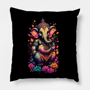 Vibrant Ganapati Elephant festival Design Pillow