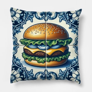 Delft Tile With Fast Food No.4 Pillow