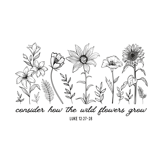 Consider How The Wildflowers Grow - Bible Verse Christian Quote by Heavenly Heritage