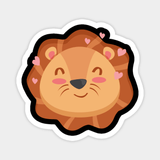 Cute Lion Cartoon Animals Character Design Magnet