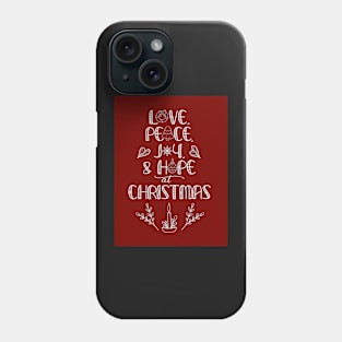 Christmas Greetings Word Art on Red Phone Case