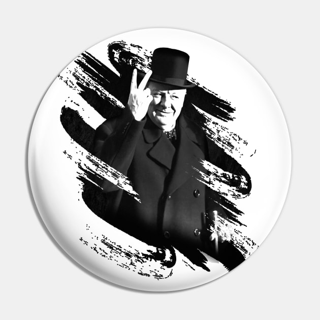 Winston Churchill. Black and white Pin by CrimsonsDesign