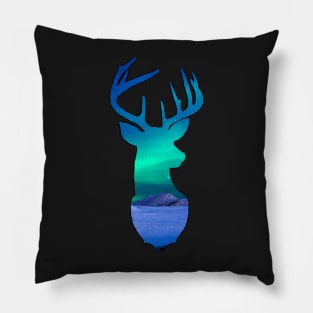 Aurora borealis shooting star cosmic deer Pillow