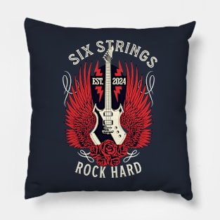 SIX STRINGS ROCK HARD Pillow