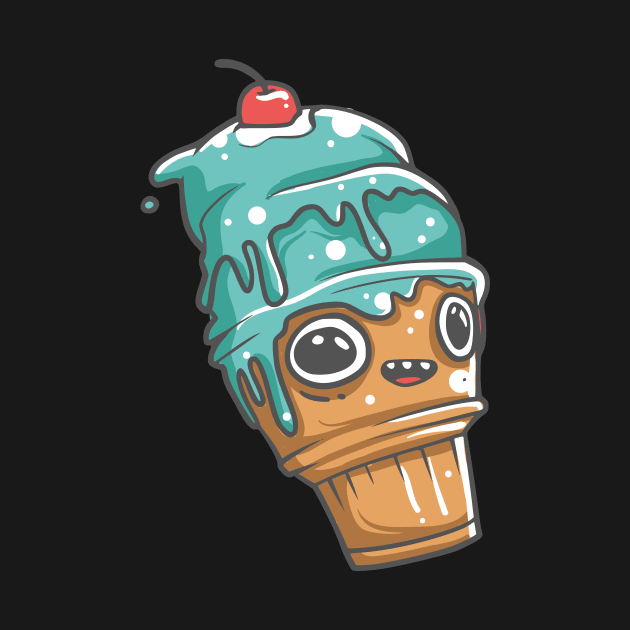Blue cone ice cream character by Frispa