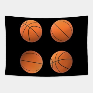 Basketball Lovers Basketballs Pattern for Fans and Players (Black Background) Tapestry