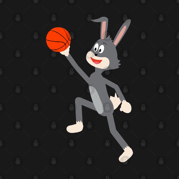 Cartoon Rabbit Basketball Rebound by HappyGiftArt