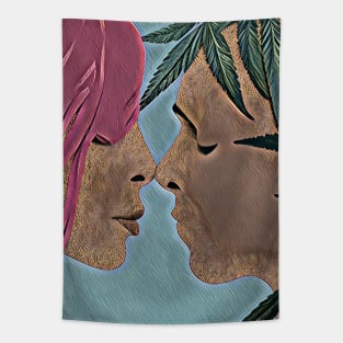 Green Valentine Kisses Tapestry