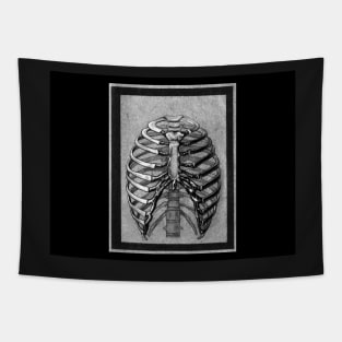 Black and White Skeleton Rib Cage Tapestry