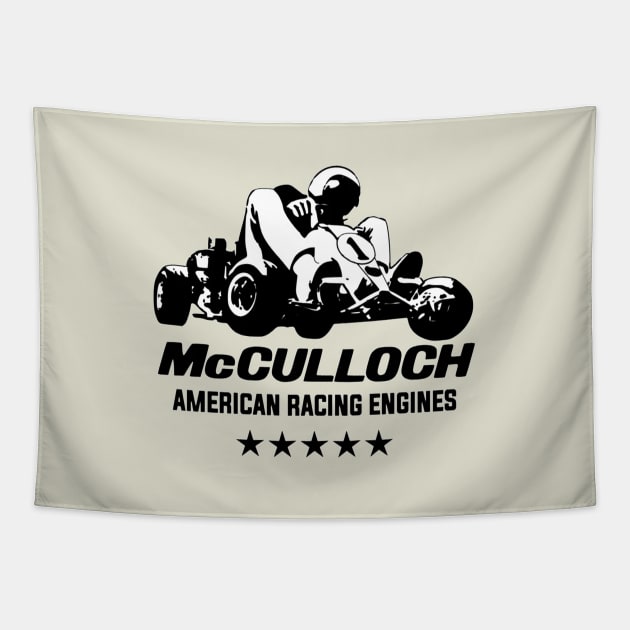 McCulloch American Racing engines - vintage karting Tapestry by retropetrol