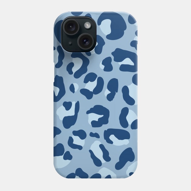 Leopard Print in Blues, Pastel Blues and Navy Blue Phone Case by YourGoods