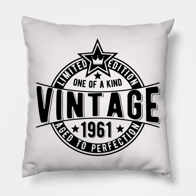 vintage badge 60th big milestone birthday gift idea Pillow by The Arty Apples