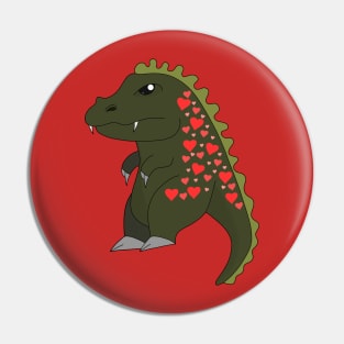 A cute dinosaur filled with hearts Pin