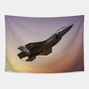 F35 Lightning at Sunset Tapestry