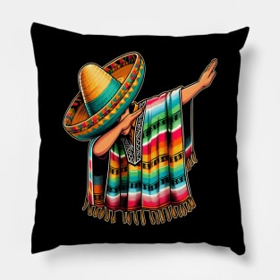 Dabbing Poncho Cinco de Mayo Mexican Sombrero Festival Pillow