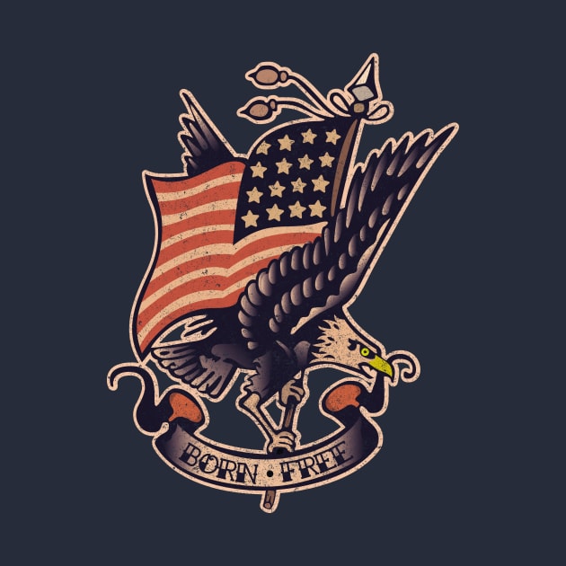 Vintage Tattoo Eagle and American Flag by BOEC Gear