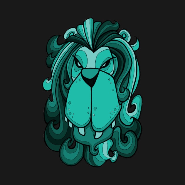 Lion - Arcadia Blue Green by BigNoseArt