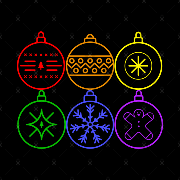 Rainbow Gay Pride Christmas Ornaments by Muzehack