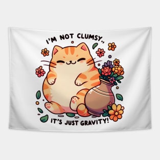 Clumsy Cat and Flower Vase Tapestry