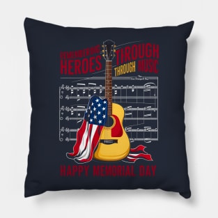 Remembering Heroes through Music Happy Memorial day  | Veteran lover gifts Pillow