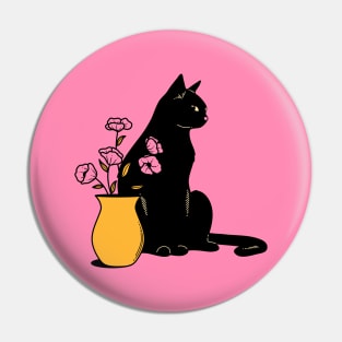 Playful Black Cat in pink Pin