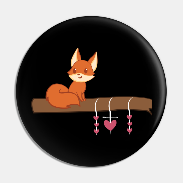 Fox Cute Fox Fox Lover Heart Fox Valentines T Pin Teepublic 5234