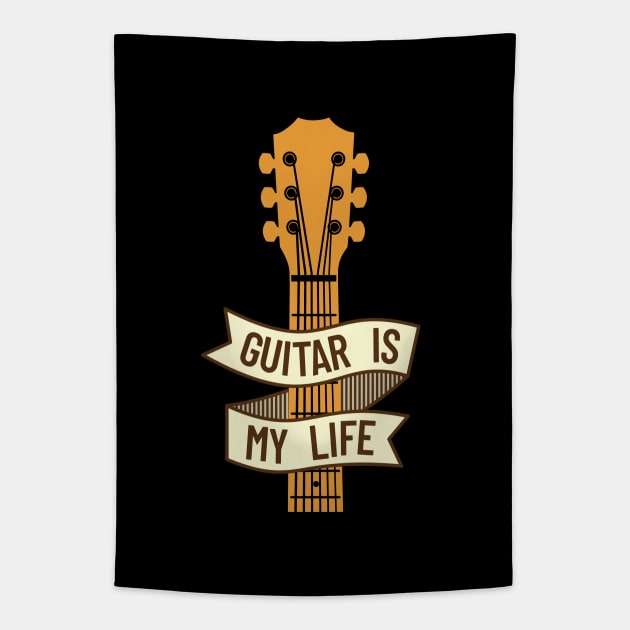 Guitar is My Life Acoustic Guitar Headstock Tapestry by nightsworthy