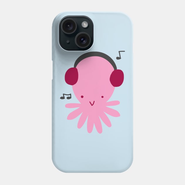 Pink Headphones Octopus Phone Case by saradaboru