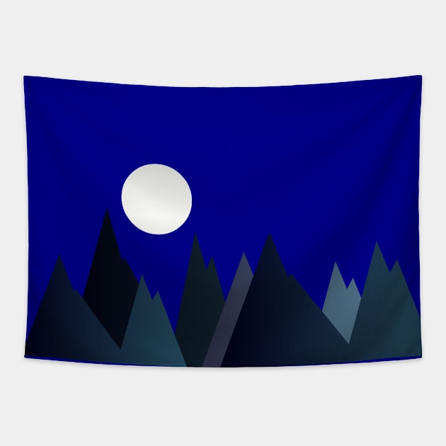 MOON AND MOUNTAINS, GEOMETRIC LANDSCAPE Tapestry by SAMUEL FORMAS