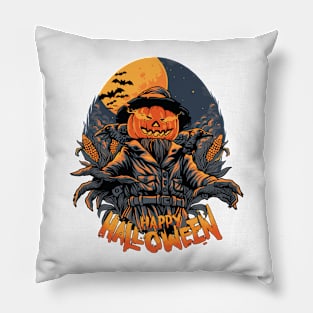 Scary Spooky Pumpkin Head Scarecrow Creepy Halloween Costume Pillow