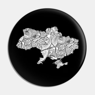 Mandala art map of Ukraine with text in white Pin