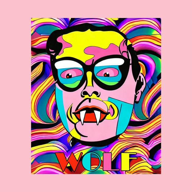 ACID WOLF Pop Art Surreal Magic Human | Big Boss Art By Tyler Tilley by Tiger Picasso