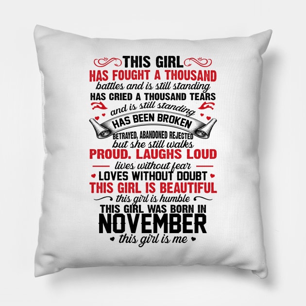 This Girl Was Born In November Pillow by xylalevans