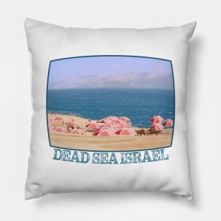 Israel, Dead Sea. Beach Umbrellas Pillow