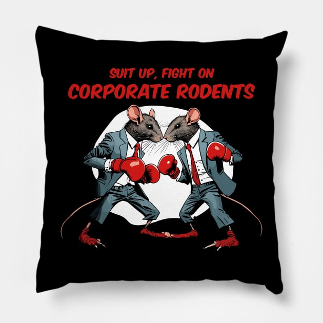 Corporate Rodents Pillow by Kingrocker Clothing