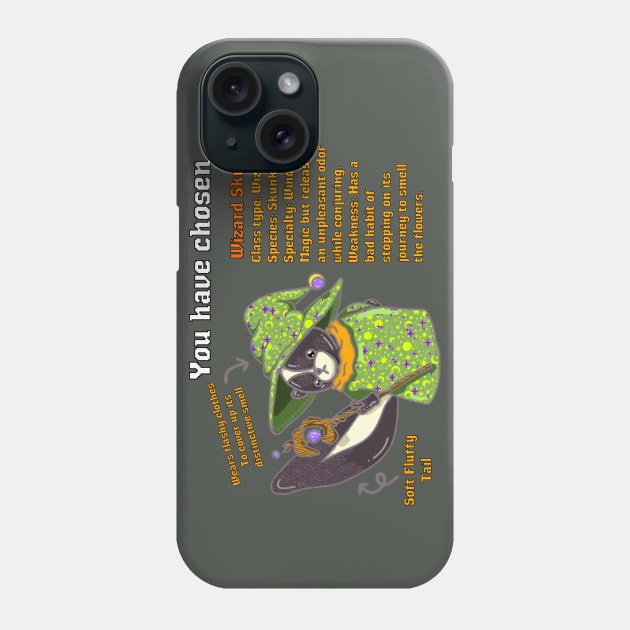 Wizard Skunk RPG Style Perfect for Dungeon and Dragons Enthusiasts Funny Skunk Cute RPG Video Game design DND T-Shirt Phone Case by Nemui Sensei Designs