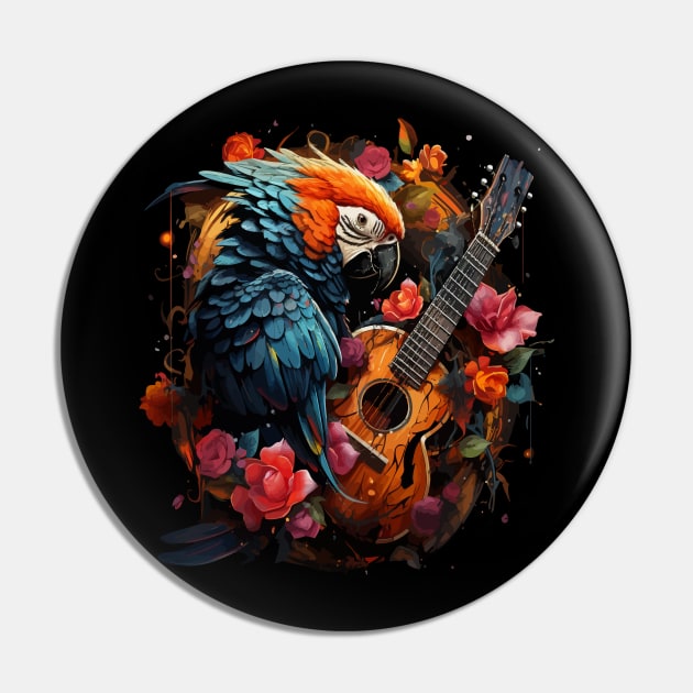 Parrot Playing Guitar Pin by JH Mart