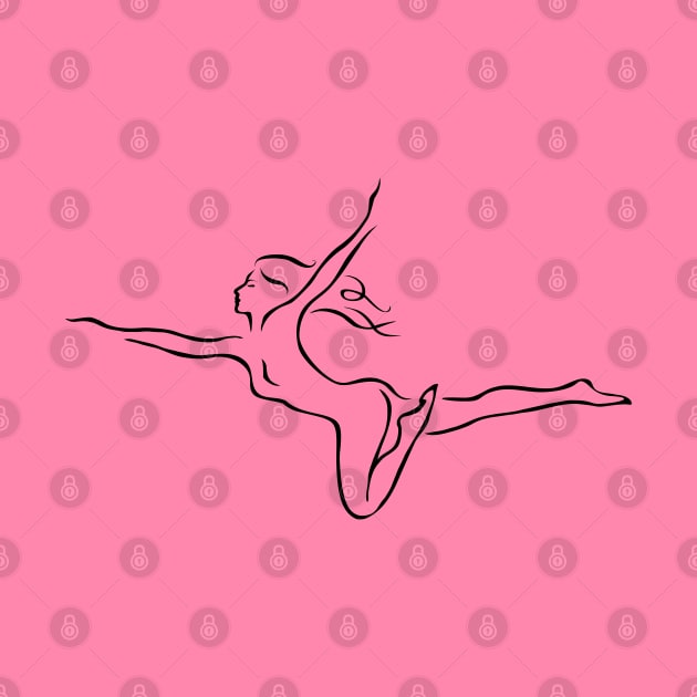 Flying Girl line art, happy woman, break free minimalist art, wild and free girl, joy and freedoom by PAULsPRINT