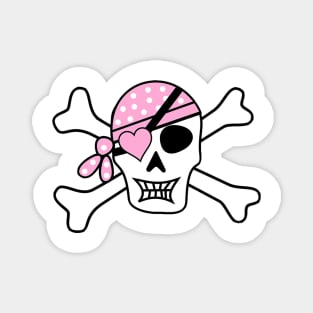 Pink Bandana Pirate Skull And Crossbones Black Jack Jolly Roger Magnet